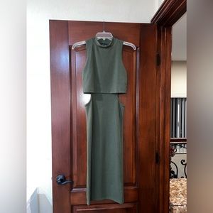 Topshop Olive Green Midi Dress Size 2
